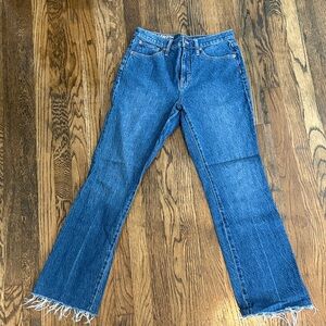 J. Crew Raw-Hem Blue Denim Flared Jeans